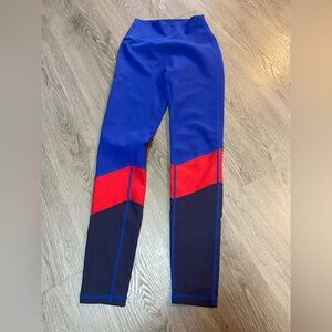 Colorblock Blue and Red Performance Leggings